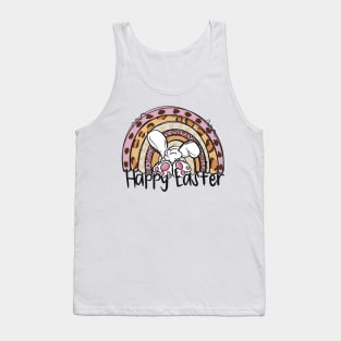 Happy Easter Bunny Rainbow Cheetah Pattern Design Tank Top